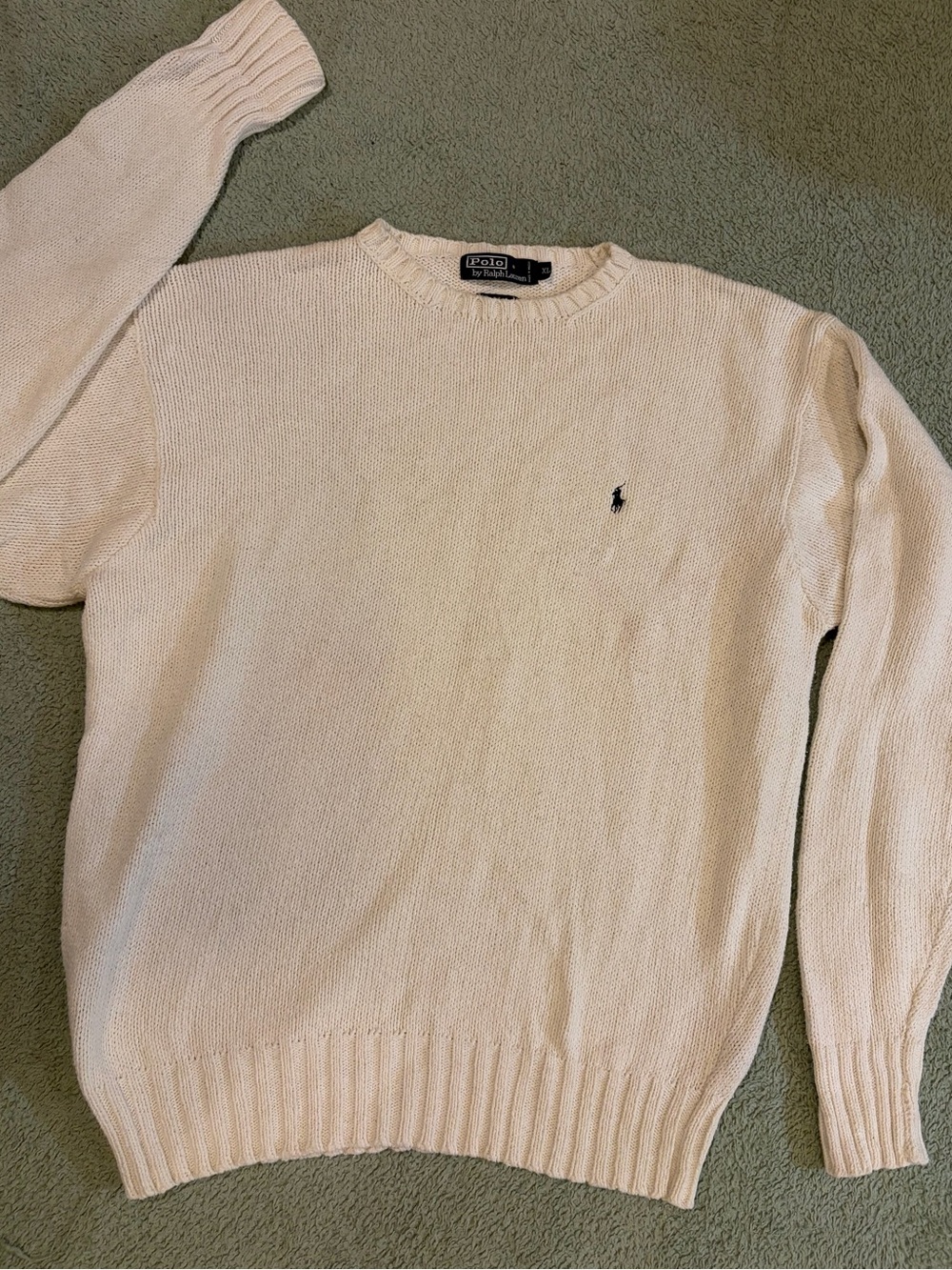 Vintage Polo by Ralph Lauren Men’s Ivory Crewneck Sweater sz XL
